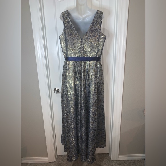 NIKKI Italy Gold & Navy Cocktail Dress NWOT - Picture 5 of 7